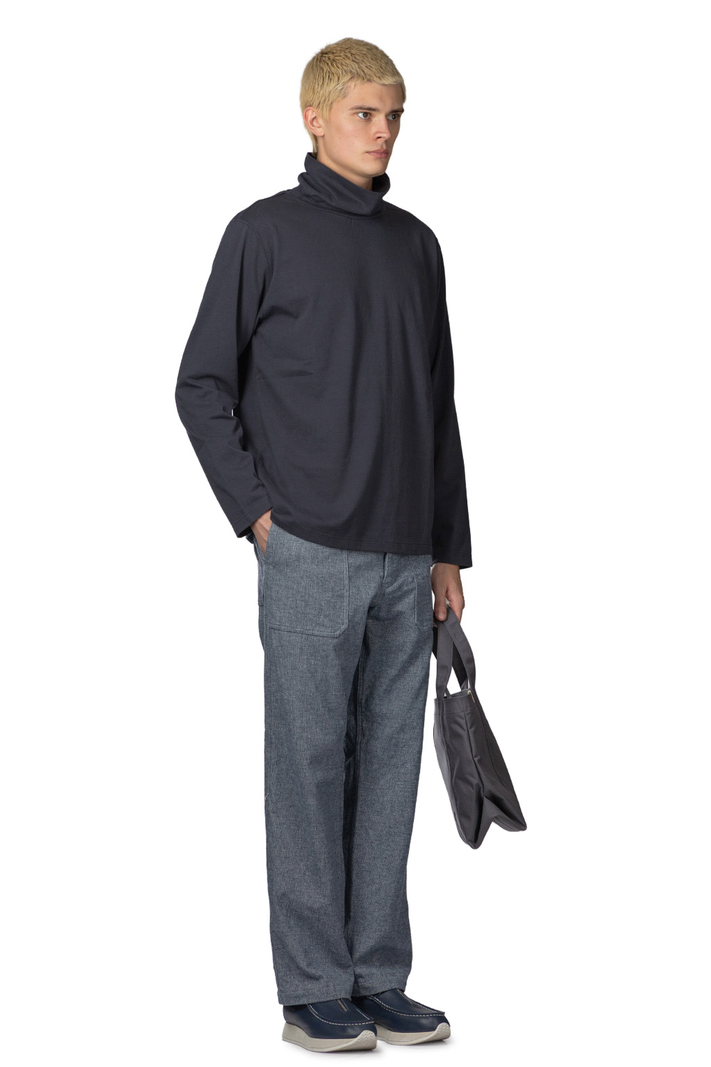 ts(s) - Open end Yarn Cotton Jersey Turtle Neck Shirt - Grey